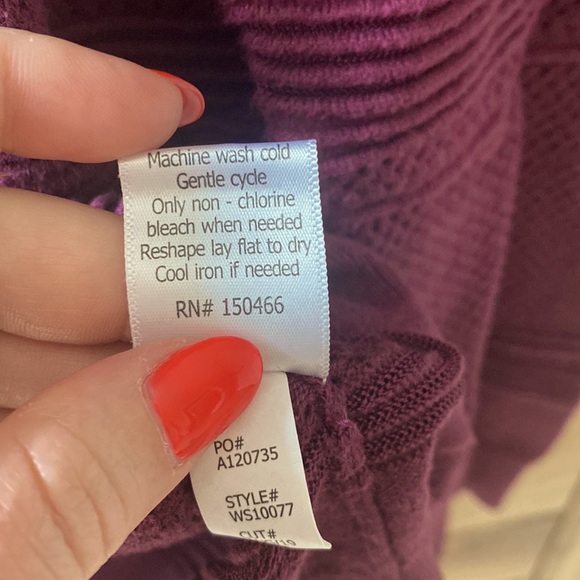 Market & Spruce - Rowan Textured Cotton Blend Sweater - Purple - Medium - Picture 7 of 7